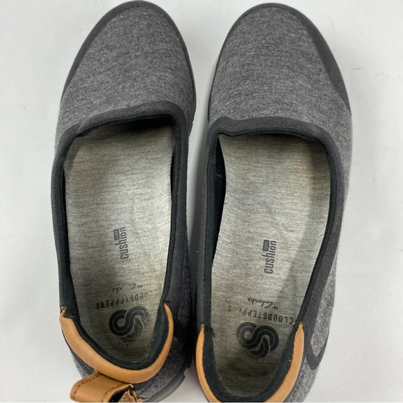Clarks Cloudsteppers Womens 7 Gray Ashland Bliss Slip Ons Flats Loafers - Picture 2 of 6